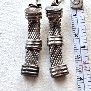 Sterling Silver Mesh-Band, Stud Earrings